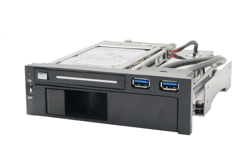 Syba SY-MRA55006 5.25" Bay Tray Less Mobile Rack for 3.5" and 2.5" Sata III HDD with Extra 2 Port USB 3.0, Black/White - Image 1